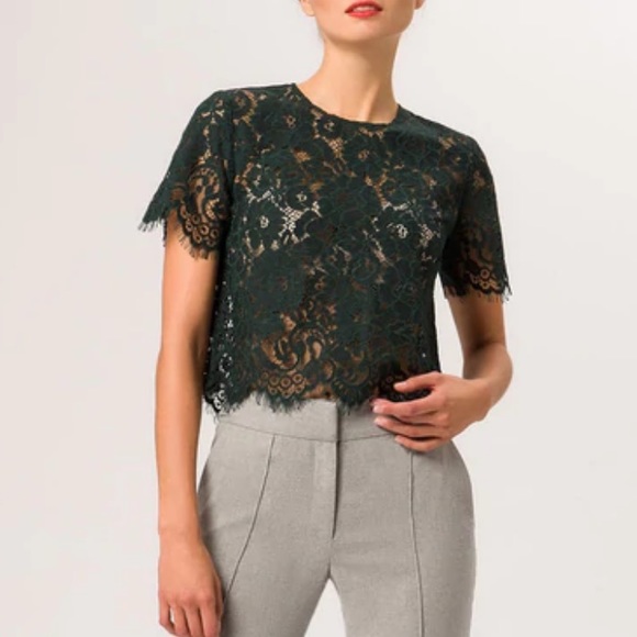 Ivy & Oak Black Boxy Lace Top - Picture 1 of 8